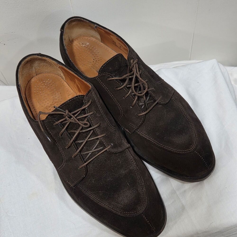 Cole Haan Made in USA Sz 9.5 D Dark Brown Suede Split Toe Derby Oxford Men Shoes - Picture 9 of 16